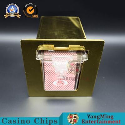 中国 ステンレス鋼のチタニウムの黄色いトランプのホールダーのGamblingTableによって隠されるカード箱 販売のため
