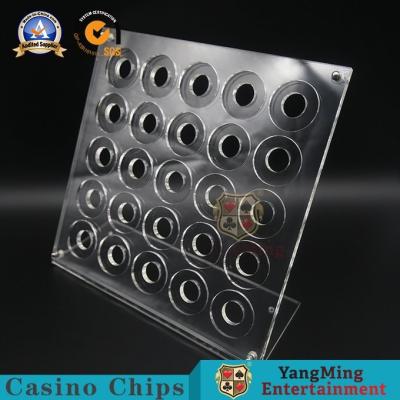China Full Clear Acrylic Poker Chips Case 25pcs Round Chips Display Stand for sale
