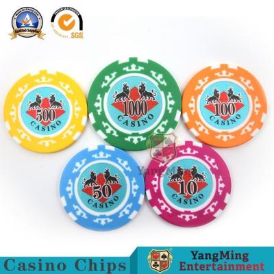 China American ABS Clay Texas Hold'Em Poker Chip Set 760 Pcs Eight Crowns Casino Dedicated Sticker Anti-Counterfeiting Chip for sale