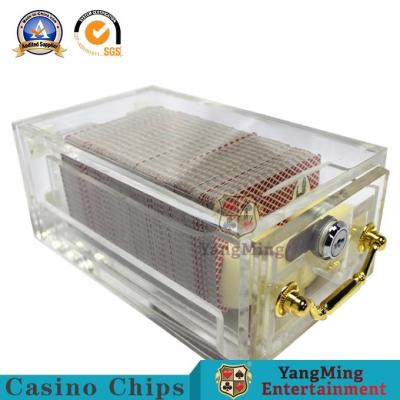 China Custom Transparent Thick Acrylic 8 Pairs Of Lockable Card Box Standard Poker Card Board Game Scrap Card Holder for sale