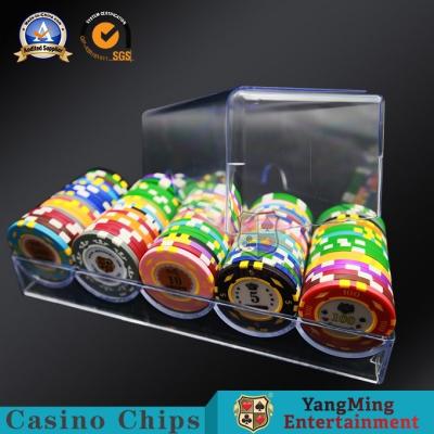 China High Quality Thick Acrylic 5 Grid Round Chip Carrier 100Pcs Of Transparent Poker Table Desktop Without Cover Chip Holder for sale