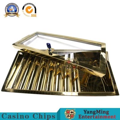 China Titanium Gold Single Layer Plating Locked Chip Tray For Private Clubs Metal Chip Box Poker Table Table Accessories for sale