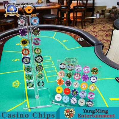 China 16Pcs Acrylic Round 40mm Casino Game Accessories Chip Coin Display Rack for sale