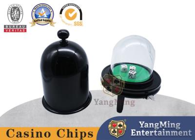 China Casino Size Table Game Dice Cup Full Black Metal Glass Lid Design Manual Operation for sale
