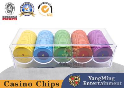 China 100 Pieces 5 Colors Striped 11.5 Gram Acrylic Poker Chip Case E for sale