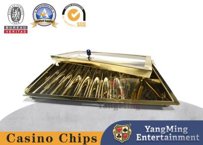 China Póker dedicado Chips Tray Lockable de la tabla de una sola capa amarilla de oro del bacará en venta