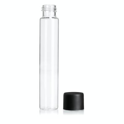 China 115mm Glass Pre Roll Tubes With CR Cap Smooth Black Childproof Glass Tube Packaging for sale
