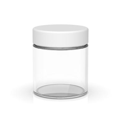 China Cr Lids Smell Proof Jars Airtight 3oz White Glass Jars With Lids Flower Packaging for sale