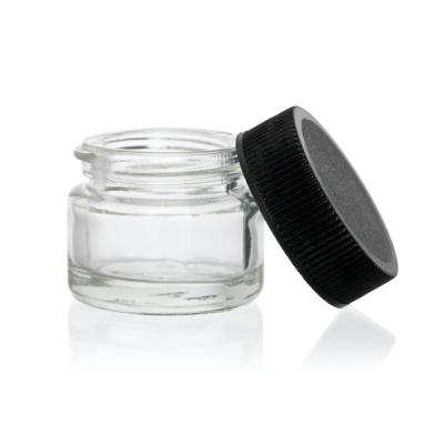China 5ml Black Lid Glass Concentrate Container Screw Top 5ml Glass Jar Black Cap for sale