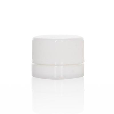 China Round White Glass Concentrate Container Square Glass Jar White Lid 5mL for sale