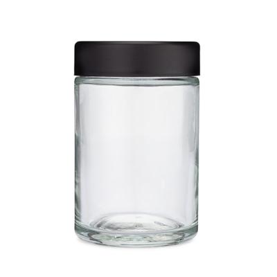 China Smooth Matte White Glass Jar Black Cap 5oz CR Glass Jar With Lid Child Resistant for sale