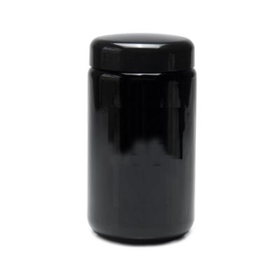 China Flower Packaging Black Glass Containers 4oz Flower Uv Glass Jar Custom Container for sale