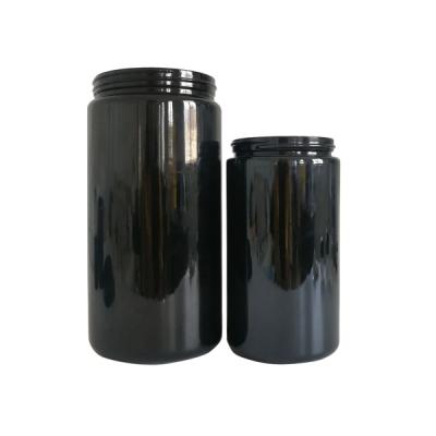 China 10oz Matte Black Glass Jars Uv Glass Jar Childproof Smell Proof Glass Jar Custom for sale