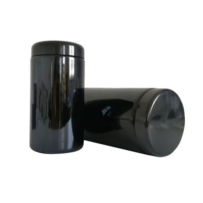 China Smell Proof Black Glass Containers Sgs Uv Childproof Jar Flower Packaging Glass Jar for sale