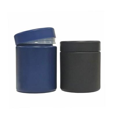 China 2oz Custom Glass Jars Smell Proof Matte Black Jar With Child Resistant Lid for sale