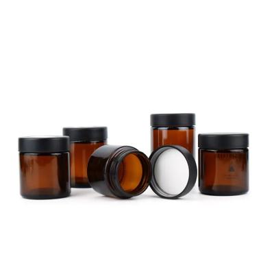 China Custom Honey Jars Amber Glass Candle Jars With PP Cap Airtight Screw Cap for sale