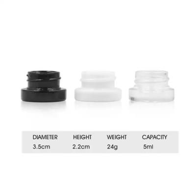 Chine Customized Printing Logo Clear Black White 5ml Glass Concentrate Jar Child Proof à vendre