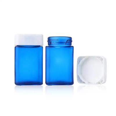China Custom 2oz 3oz 4oz Candy Food Air Tight Storage Square Glass Jar With Child Proof Lid à venda