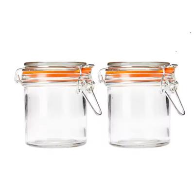 中国 Food Storage Airtight Locking Clip Clear Glass Jar With Lid 販売のため
