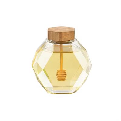 China Clear Empty Glass Bottles Hexagonal Hexagon Honey Glass Jar with Lid for sale
