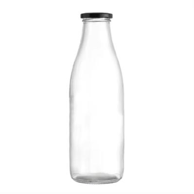 China Large Capacity Milk Glass Bottle 1000 Ml Beverage With Metal Cap Food Grade Leakproof for sale