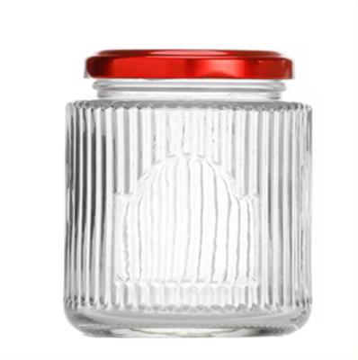 China Contenedor de frasco de vidrio de especias para la conservación de mermelada de miel con tapa en venta
