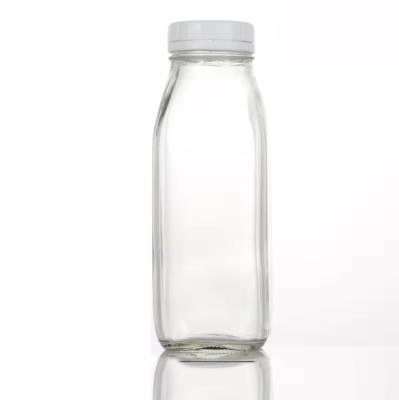 Κίνα Τετράγωνο 500ml 1000ml άδειο γάλα χυμός φρούτων ποτό γυάλινα μπουκάλια με λευκό αλεξίσφαιρο καπάκι προς πώληση