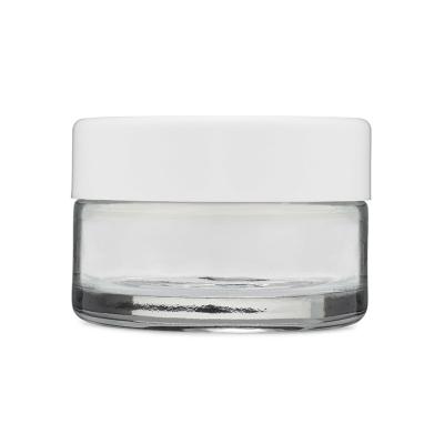 China 1oz 2oz 3oz White Cap Child Resistant Glass Jars for sale