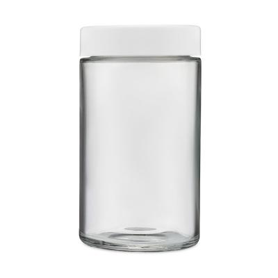 China 10 Oz White Cap Child Resistant Glass Jars for sale