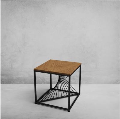 China Mail Packing Adjustable Height Metal Leg Wood Top End Table for Modern Home Furniture for sale