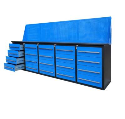 China Garage Store Tools 20 Drawer Steel Workbench with Silver Finish and Chrom Vanadium for sale