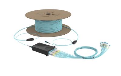 China OM5 MPO Fiber Optic Cable Breakout UPC Data Center Fiber Optic Patch Cord for sale
