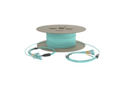 China PVC MPO Fiber Optic Patch Cord 1.8mm OM3 Fan Out Fiber Optic Cable for sale