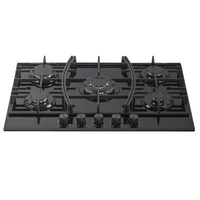 China Gas Cooker Tempered Glass 5 Burner Gas Hob 900 X 510mm for sale