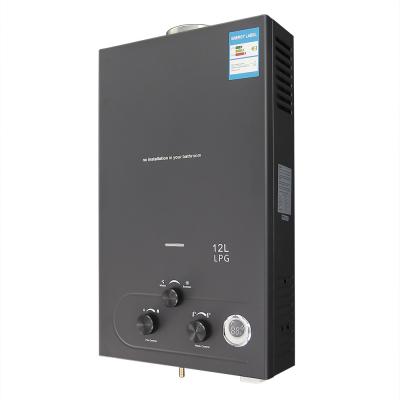 China Shower Room Gas Water Heater 12L 24KW Corrosion Resistance Black for sale