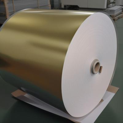China Golden Vacuum Metallized Paper ISO  Foil Paper Roll 67GSM With High Wet Strength for sale