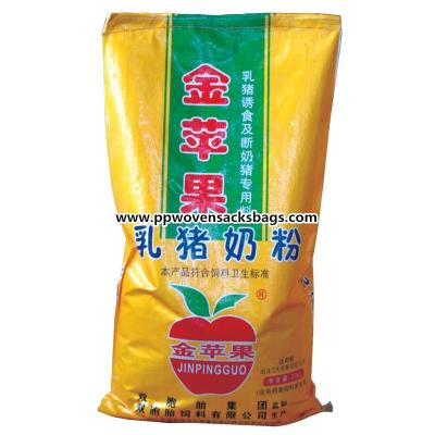 China Golden Bopp Film Laminated PP Woven Animal Feed Bags 25kg ~ 50kg Custom Packing Bags for sale