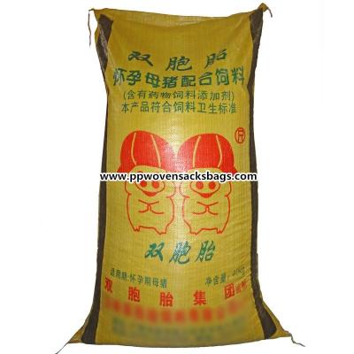 China Recycled PP Woven Sacks Animal Feed Bags with Silk Screen , Heat Transfer Printing for sale