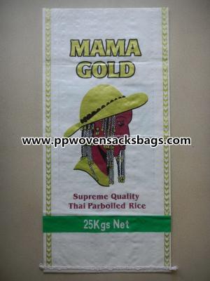 China 25kg BOPP Lamiated PP Woven Rice Bags / MAMA GOLD Multi-color Printed Rice Bags for sale