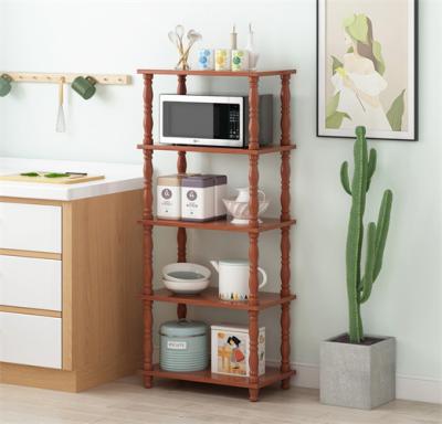 China Grada de madera de Oven Rack Furniture Saving Space 5 de la microonda de los panaderos de la cocina del MDF en venta