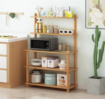 China Grada de madera multifuncional del soporte 5 del estante de la microonda de la cocina en venta