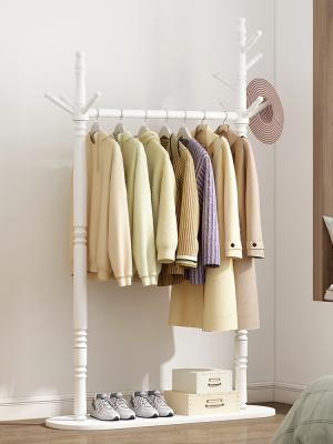 China ODM Floor Cloth Coat Rack Stand Hanger Bedroom In Polished Wood 98cm Width for sale