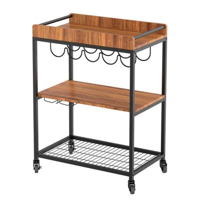 China Strong Bearing 3 Tier Mobile Utility Kitchen Bar Cart Kitchen Trolley On Wheels for sale