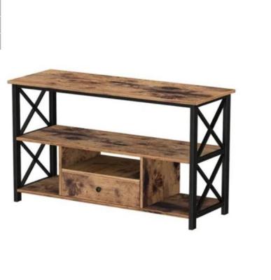 China Oem Rustic Reclaimed Wood TV Console Cabinet With Black Iron 2 Drawers for sale