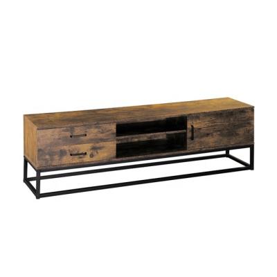 China Retro Oak Wood 65 Inch Media TV Console Cabinet Metal Frame for sale