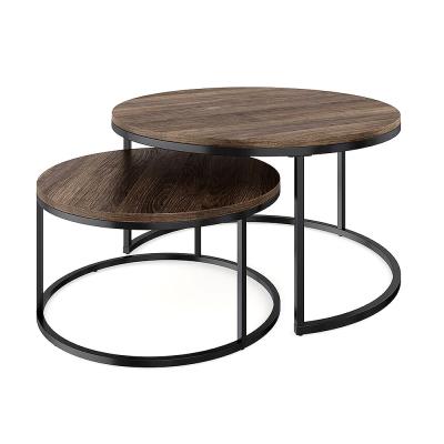 China OEM Living Room Wood And Metal Nesting Tables Nesting Round Side Tables for sale