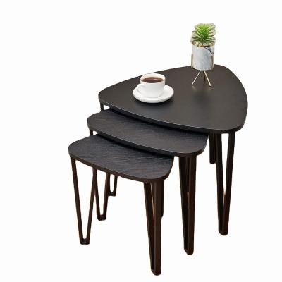 China Modern Black Chipboard Wood Nest Of 3 Coffee Tables Set For Living Room for sale