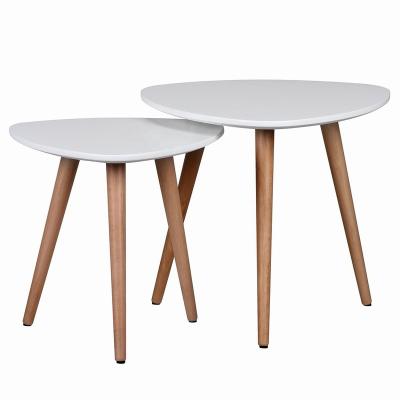 China White Round Solid Beech Wood Coffee Table MDF Top for sale