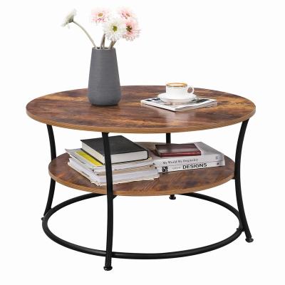 China Minimalist Nordic Nesting Round Wood And Metal Coffee Table Mesa De Centro for sale