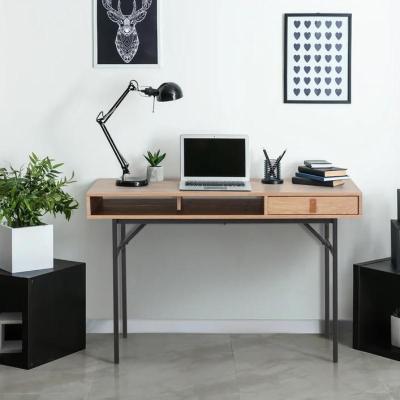 China Customized Compact Computer Desk Metal Veneer Wood Desk With Drawers for sale